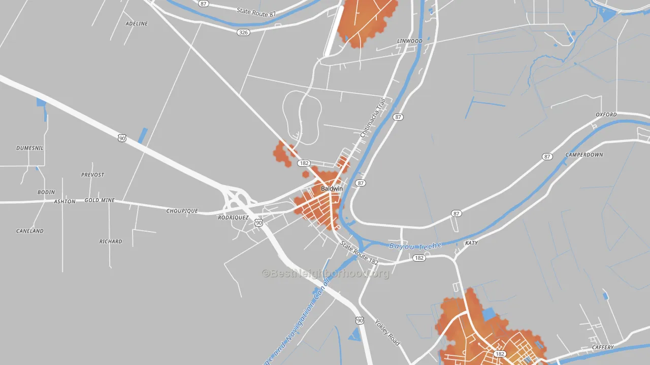 Bike Grade map of 70514, LA