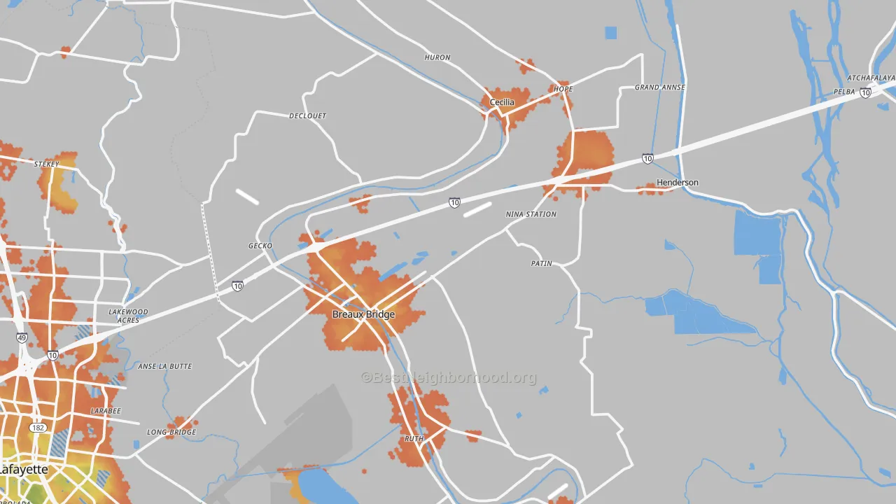 Bike Grade map of 70517, LA