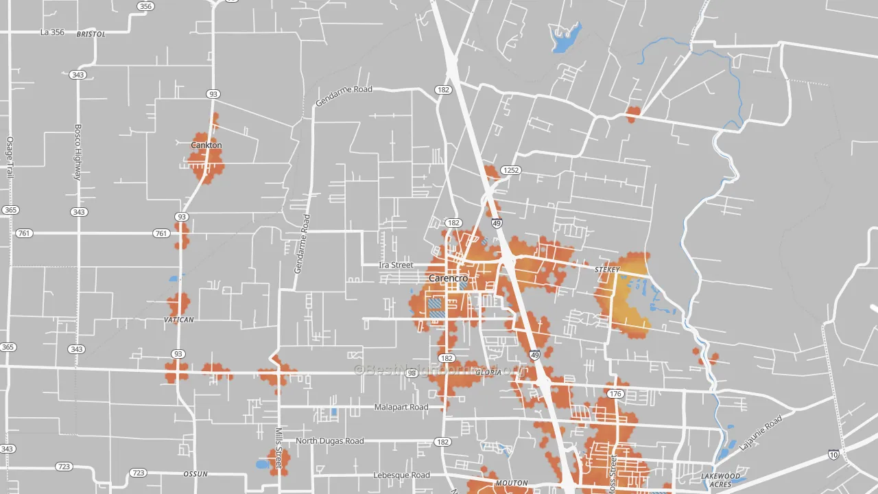 Bike Grade map of 70520, LA