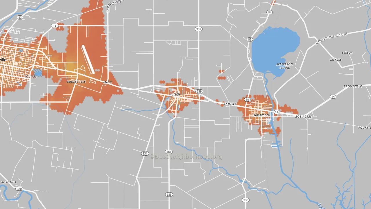 Bike Grade map of 70533, LA