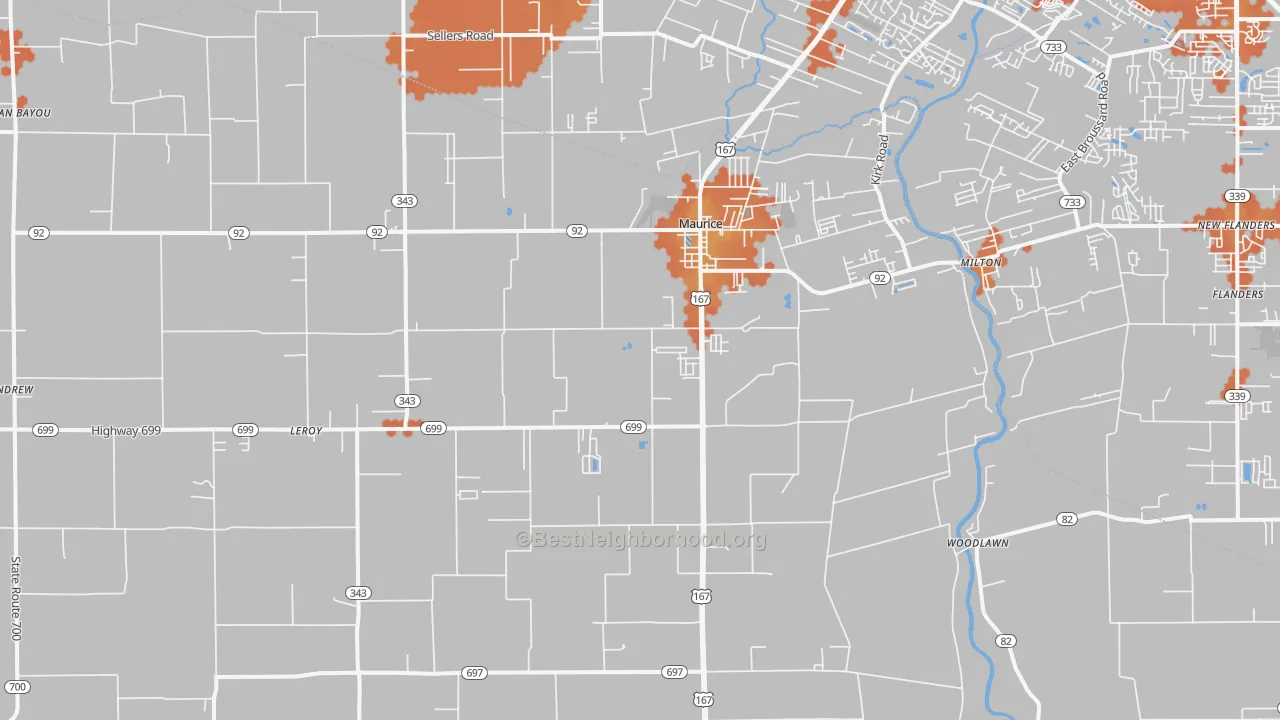Bike Grade map of 70555, LA