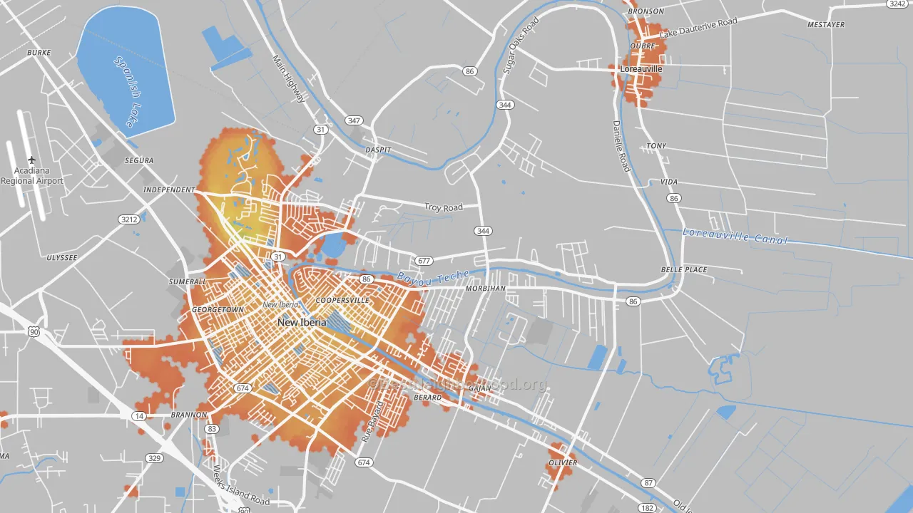 Bike Grade map of 70563, LA