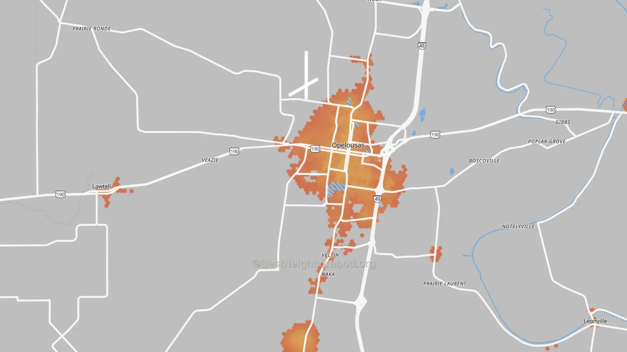 Bike Grade map of 70570, LA