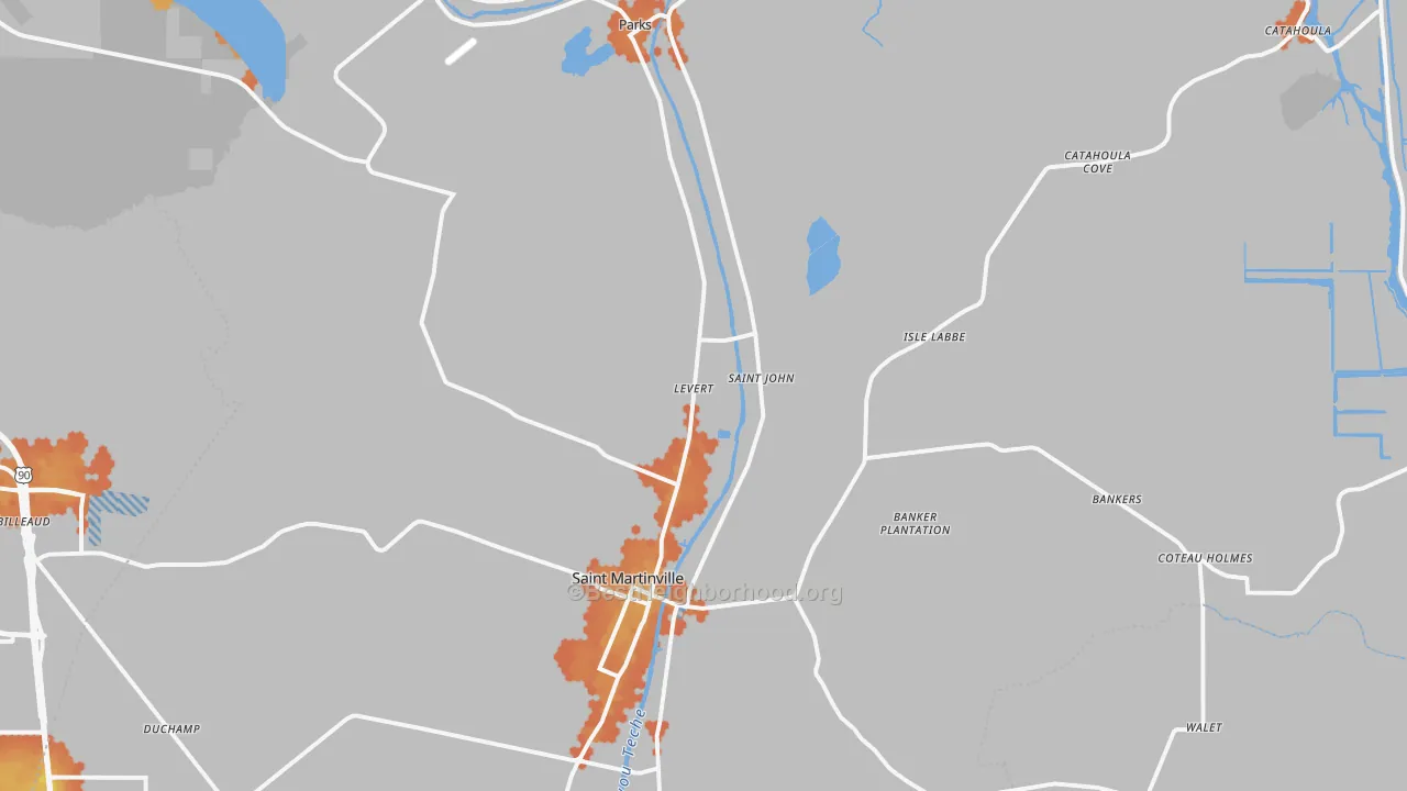 Bike Grade map of 70582, LA