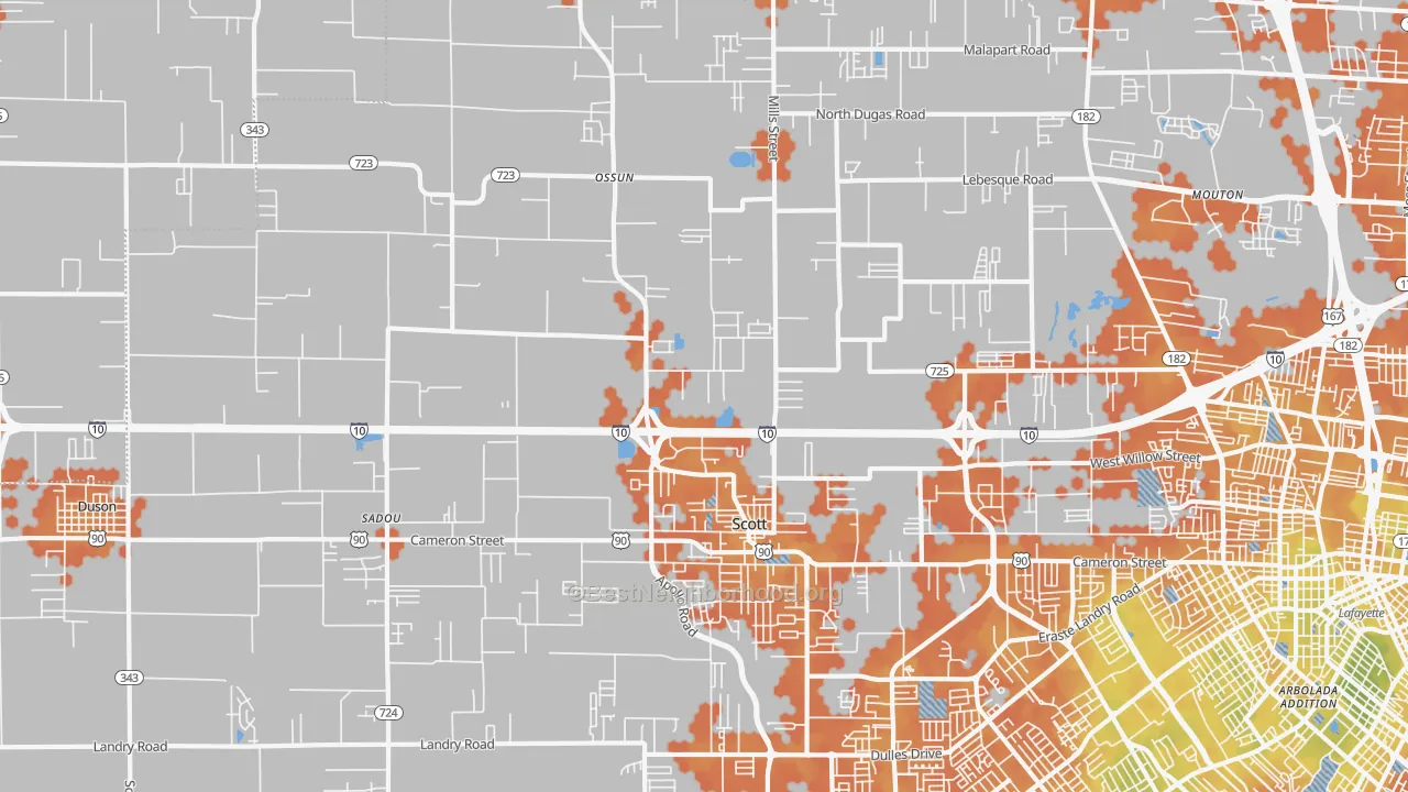 Bike Grade map of 70583, LA