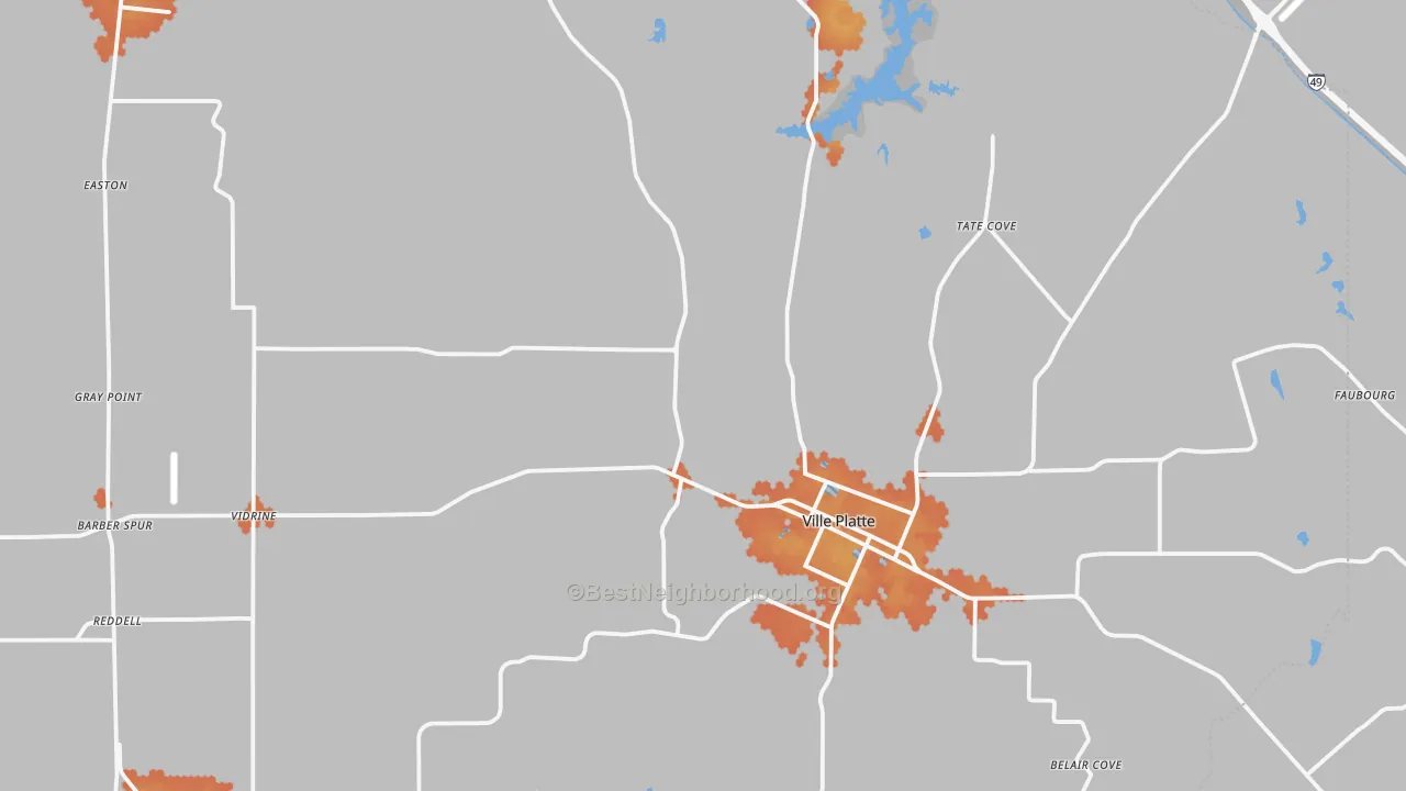 Bike Grade map of 70586, LA
