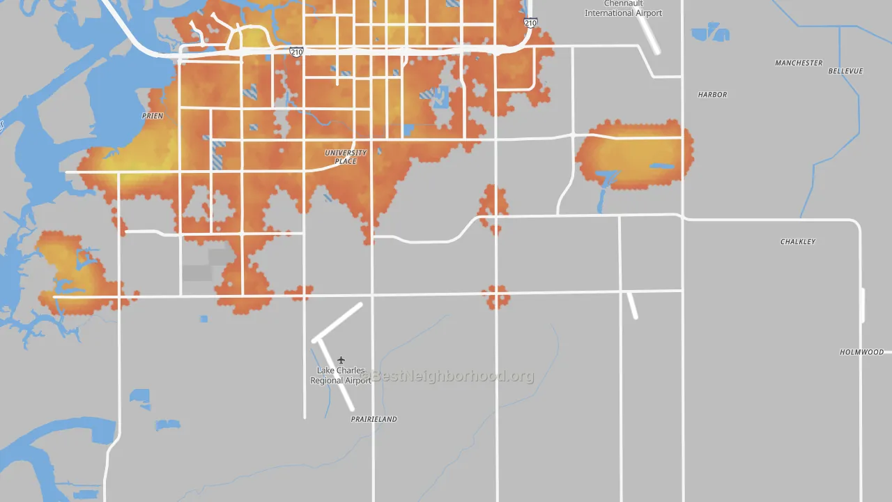 Bike Grade map of 70607, LA