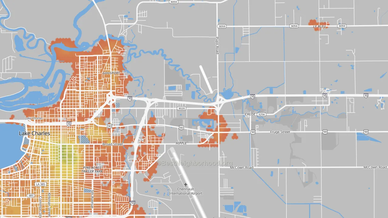 Bike Grade map of 70615, LA