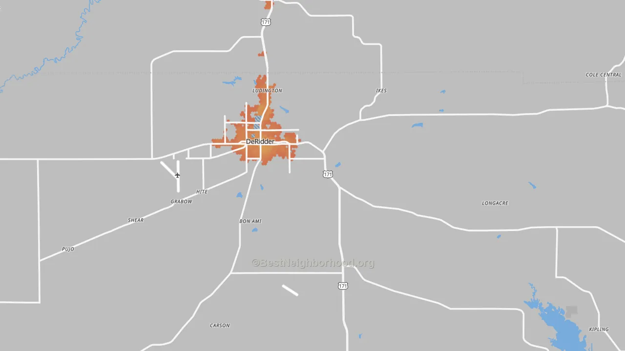 Bike Grade map of 70634, LA