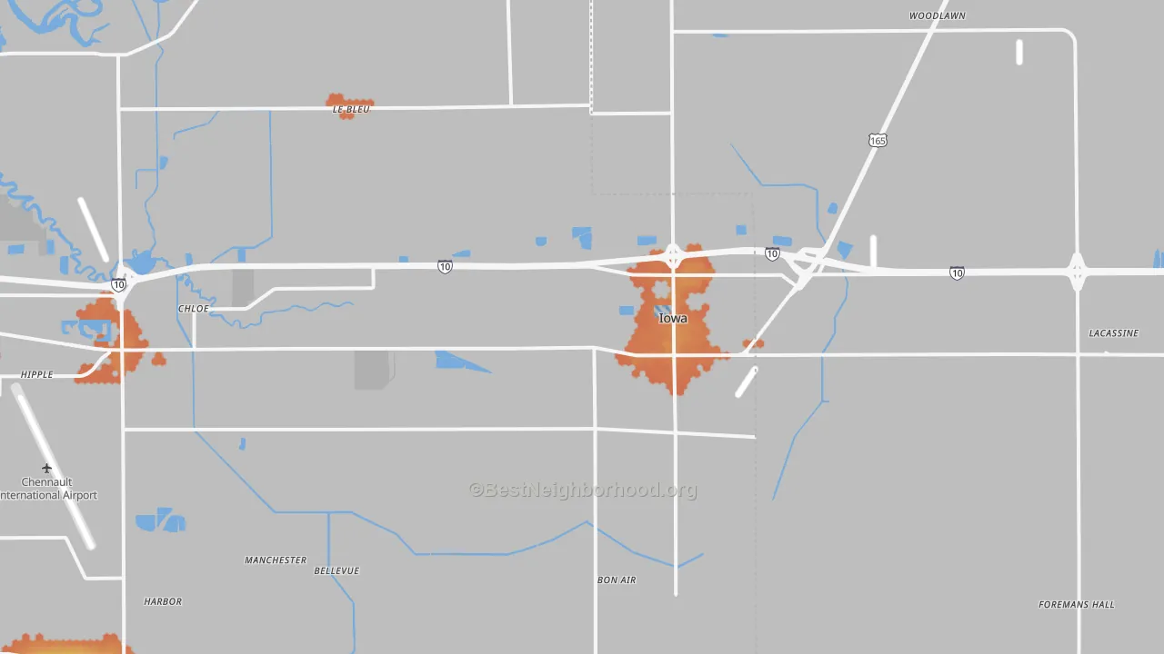 Bike Grade map of 70647, LA