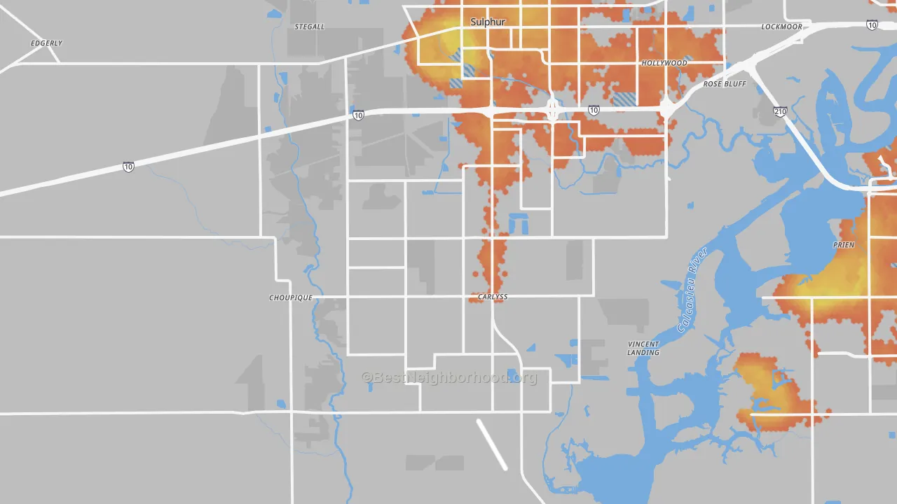 Bike Grade map of 70665, LA