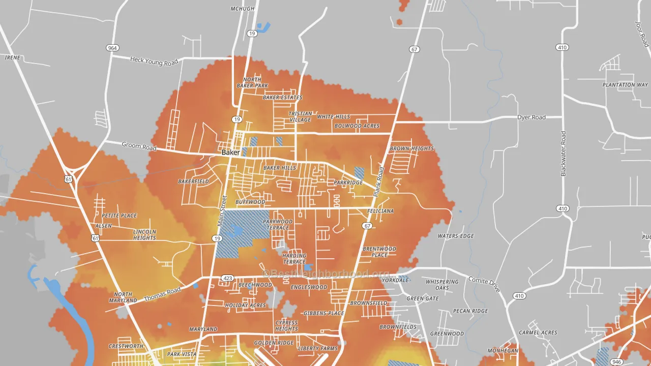 Bike Grade map of 70714, LA