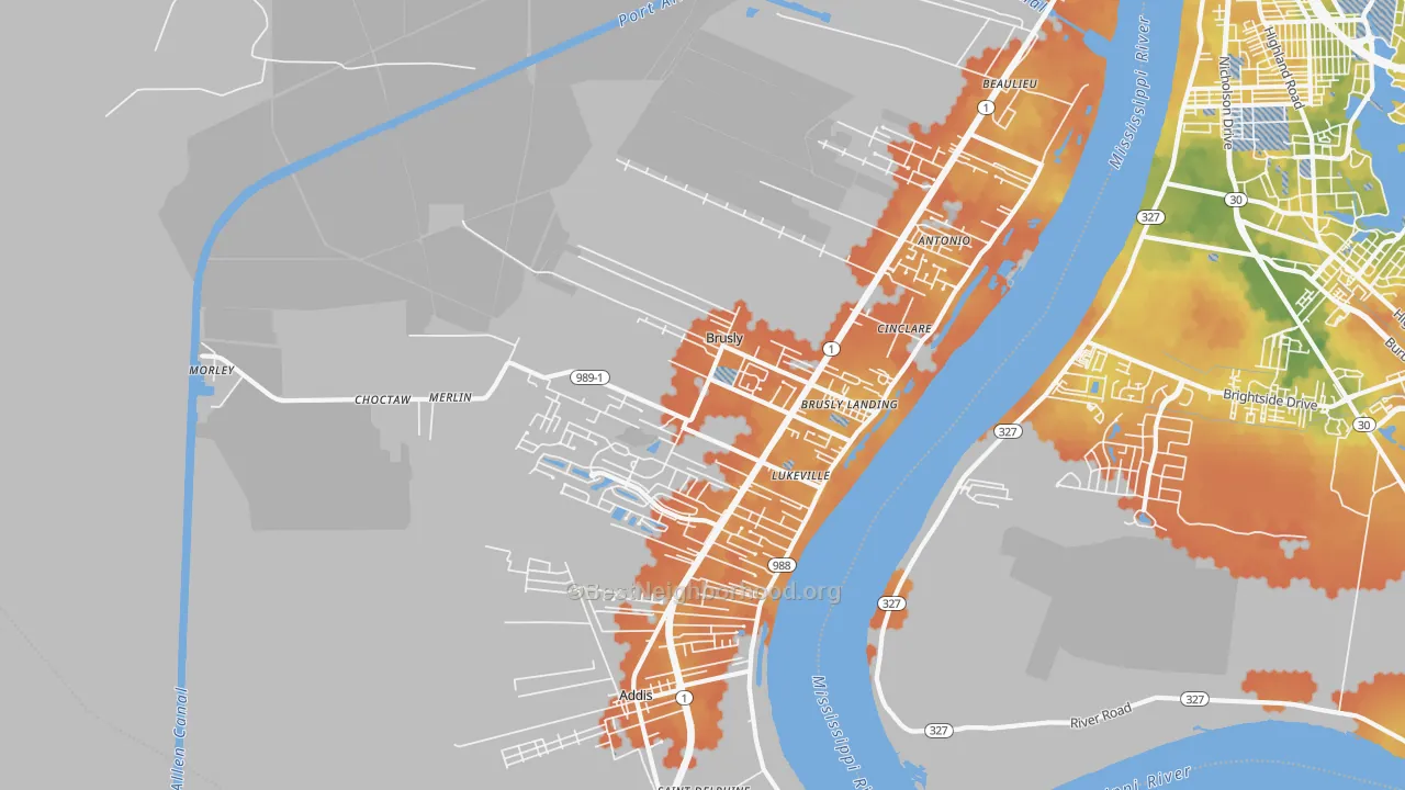 Bike Grade map of 70719, LA