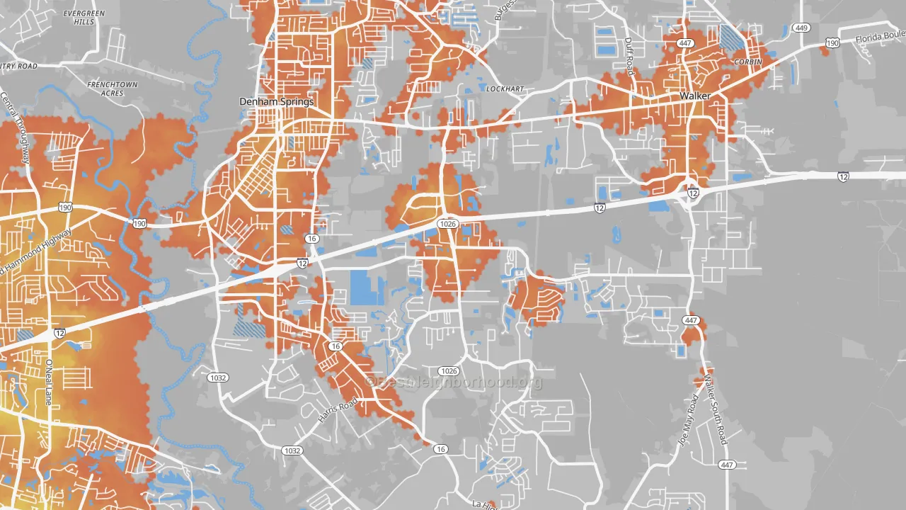 Bike Grade map of 70726, LA
