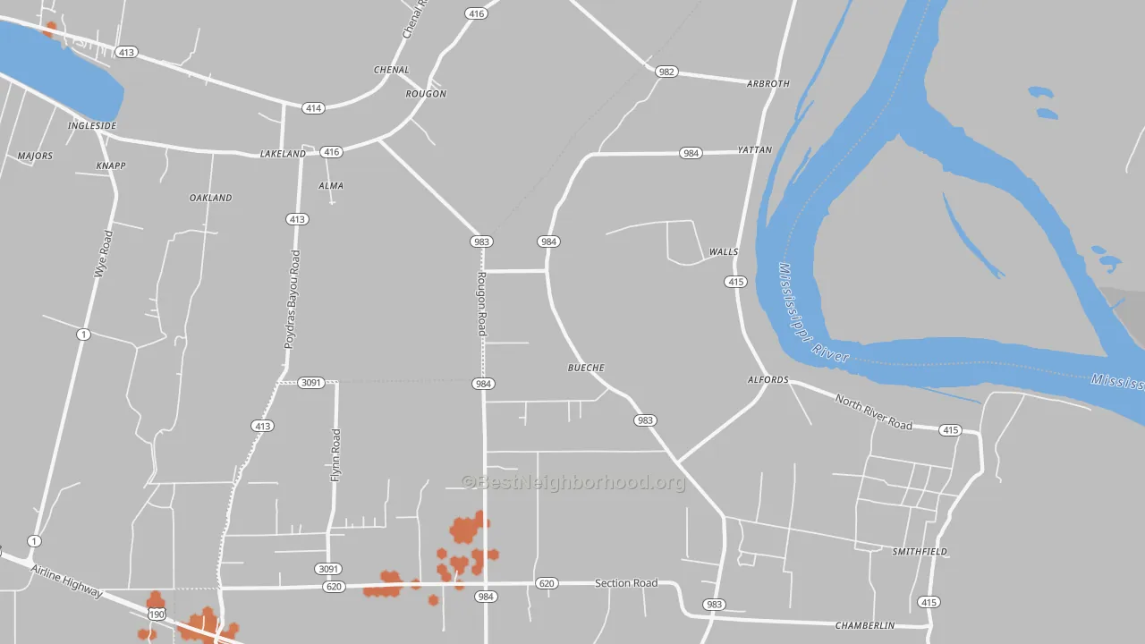 Bike Grade map of 70729, LA