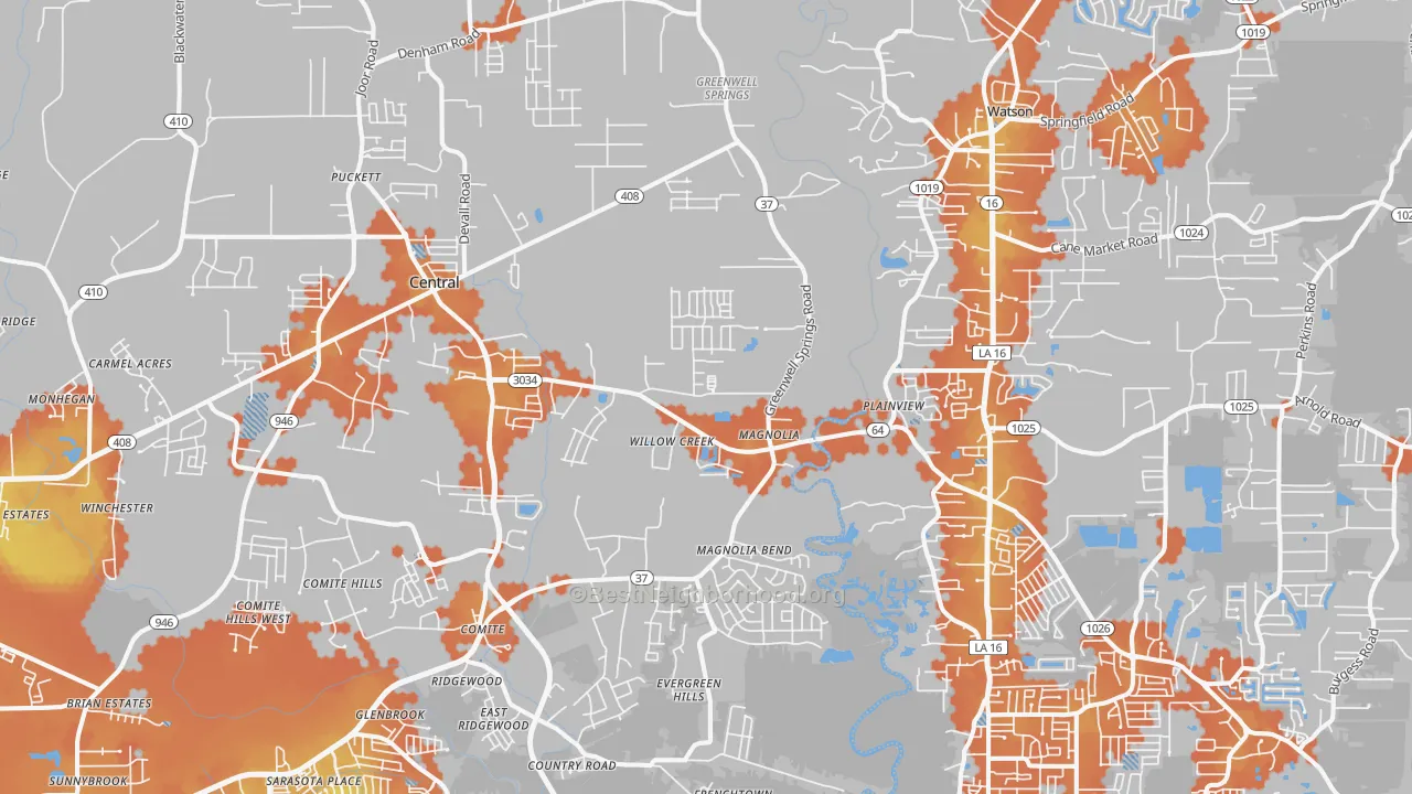 Bike Grade map of 70739, LA