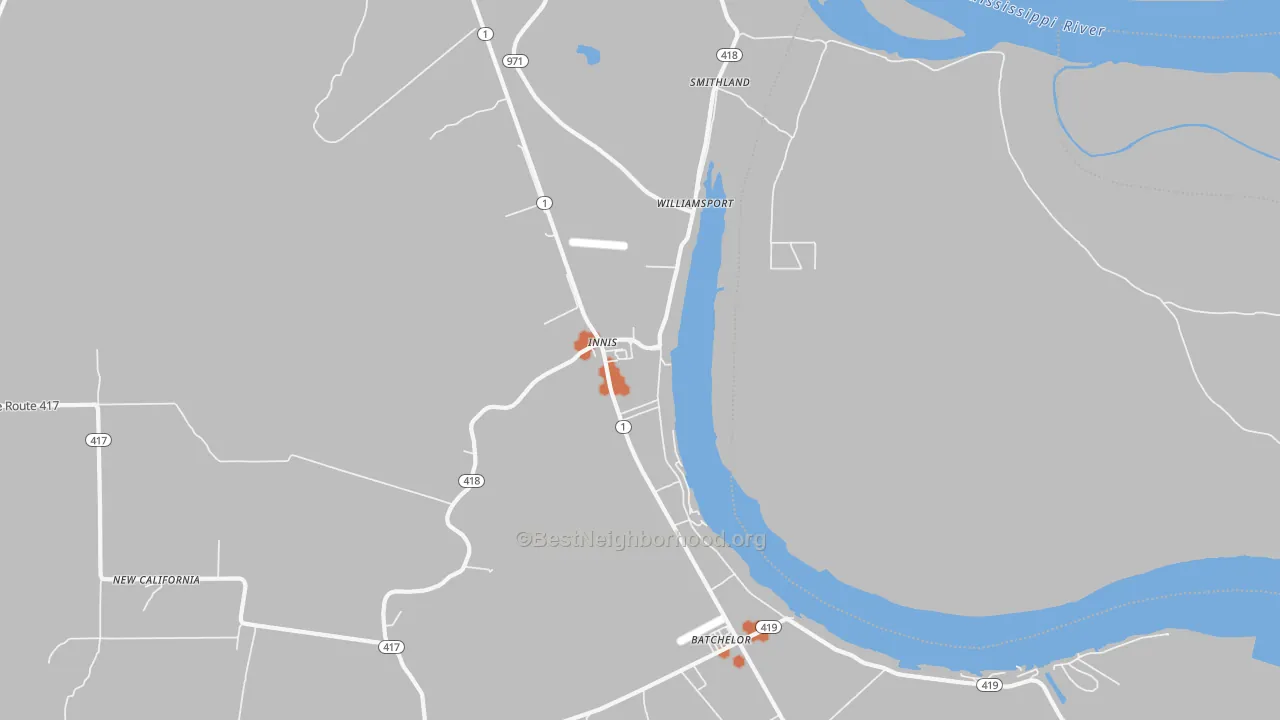 Bike Grade map of 70747, LA