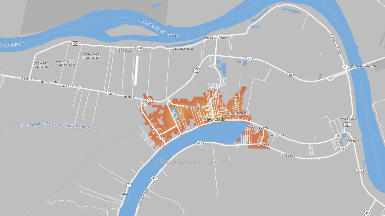 Bike Grade map of 70760, LA