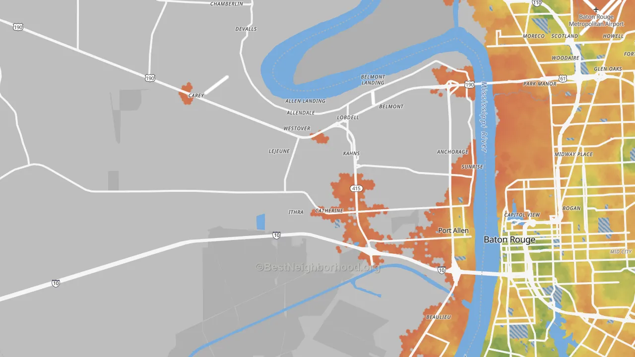 Bike Grade map of 70767, LA