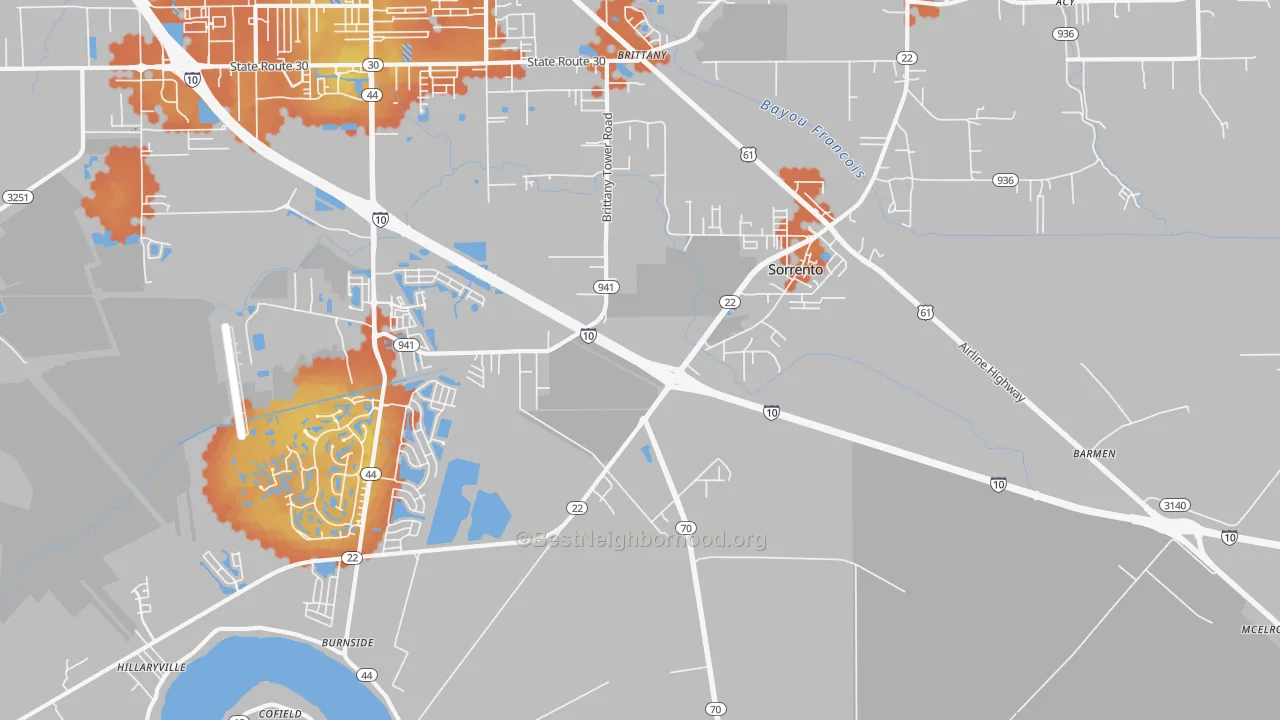 Bike Grade map of 70778, LA