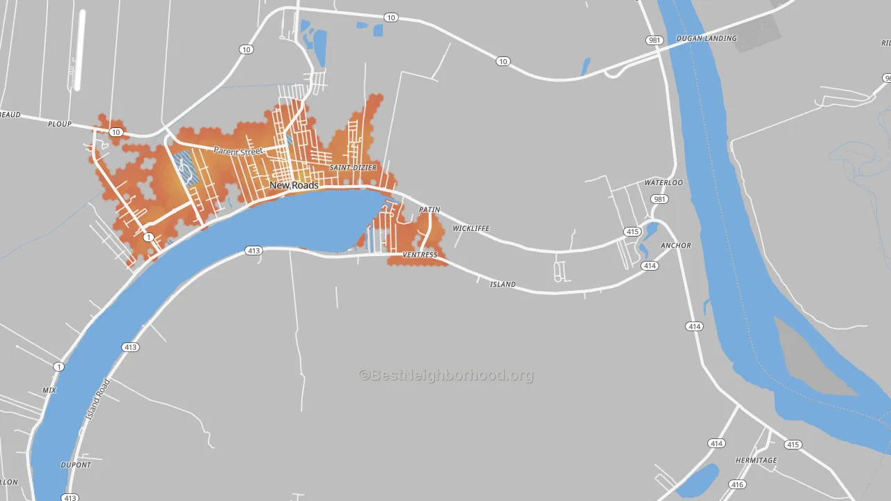 Bike Grade map of 70783, LA