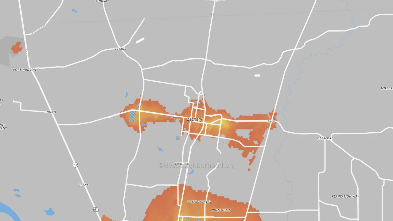 Bike Grade map of 70791, LA
