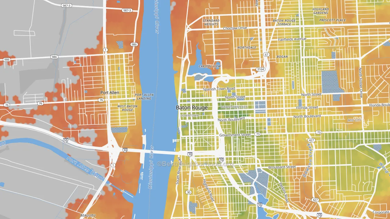 Bike Grade map of 70801, LA