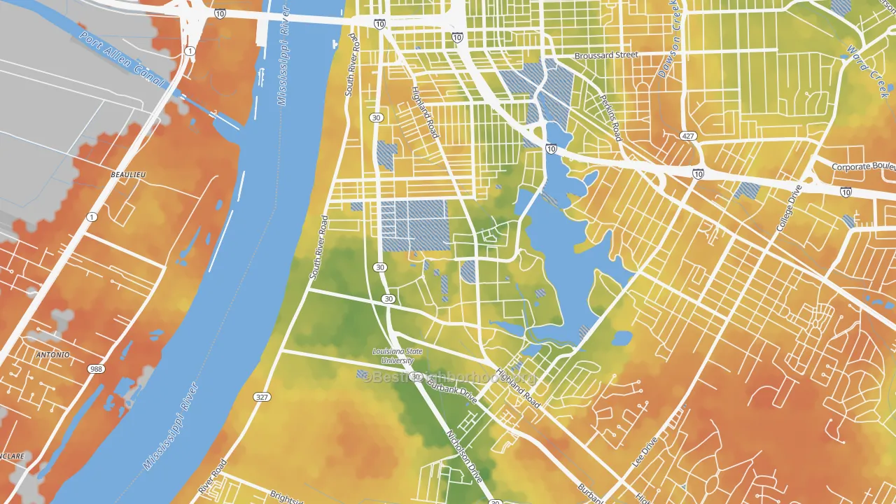 Bike Grade map of 70803, LA