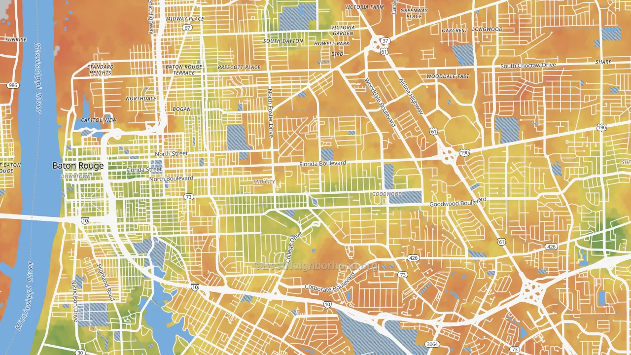 Bike Grade map of 70806, LA