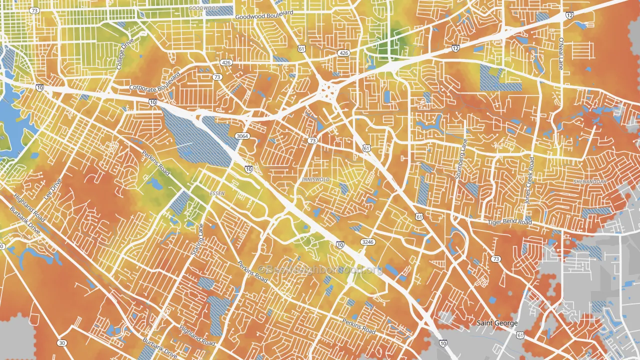 Bike Grade map of 70809, LA