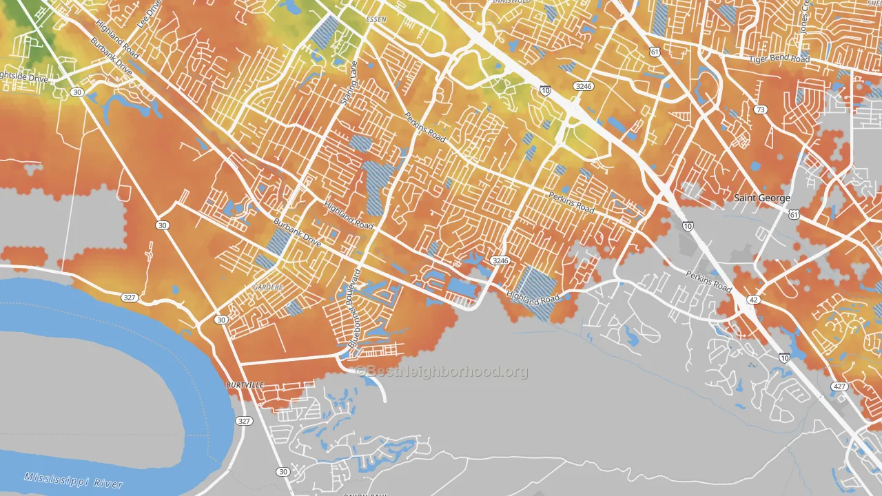 Bike Grade map of 70810, LA