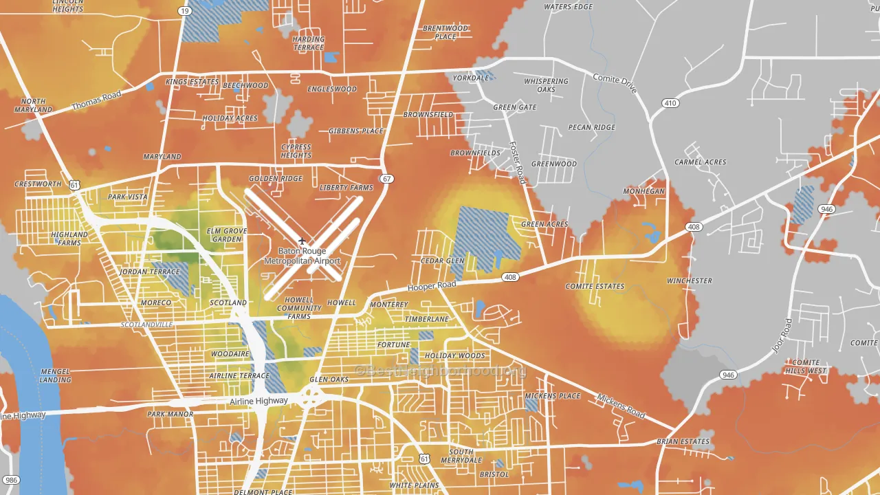 Bike Grade map of 70811, LA