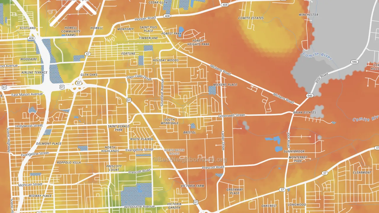 Bike Grade map of 70812, LA