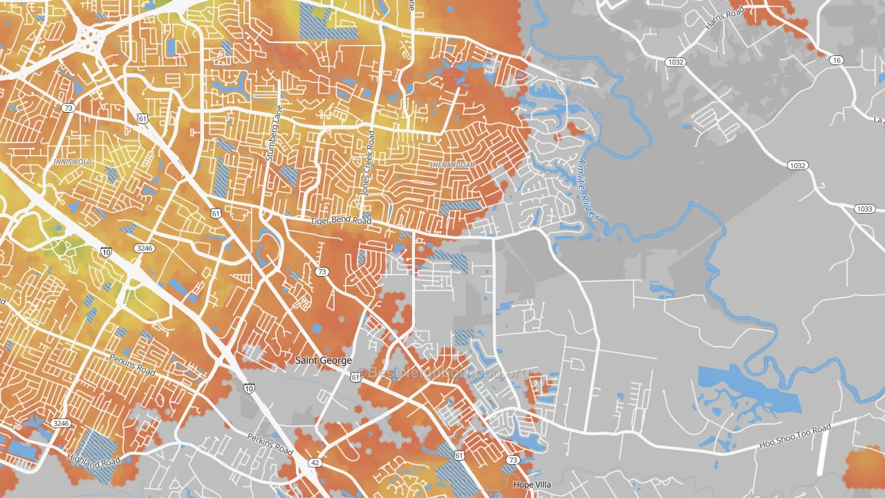 Bike Grade map of 70817, LA
