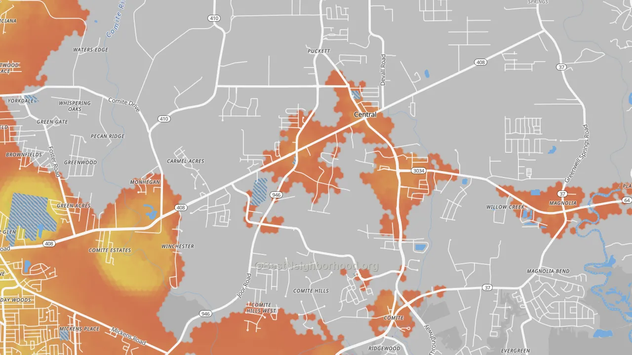 Bike Grade map of 70818, LA
