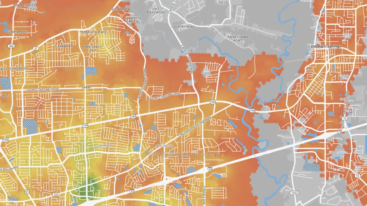 Bike Grade map of 70819, LA