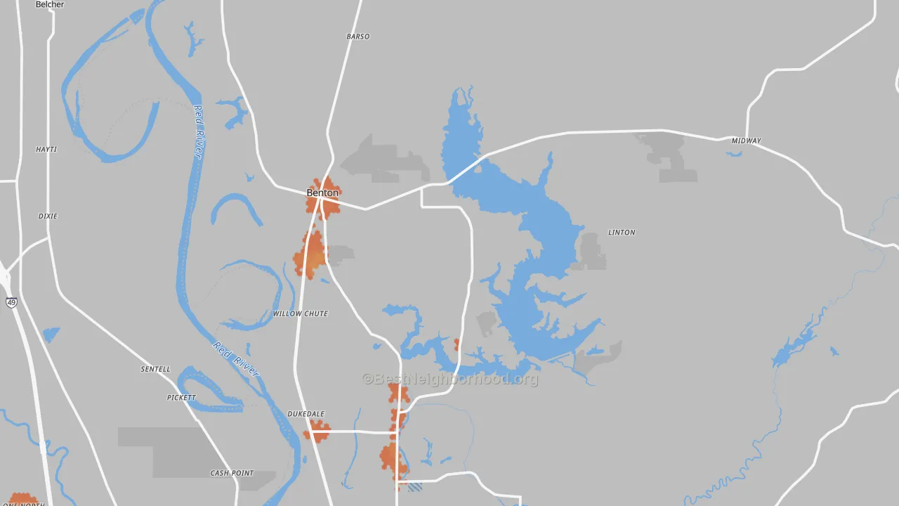 Bike Grade map of 71006, LA