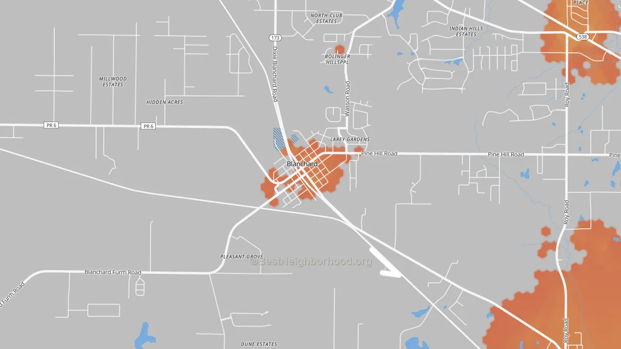 Bike Grade map of 71009, LA