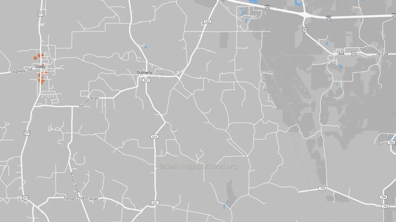 Bike Grade map of 71024, LA