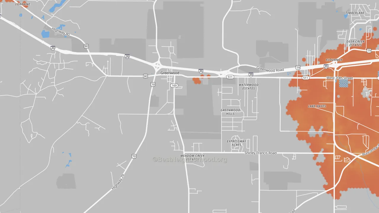 Bike Grade map of 71033, LA