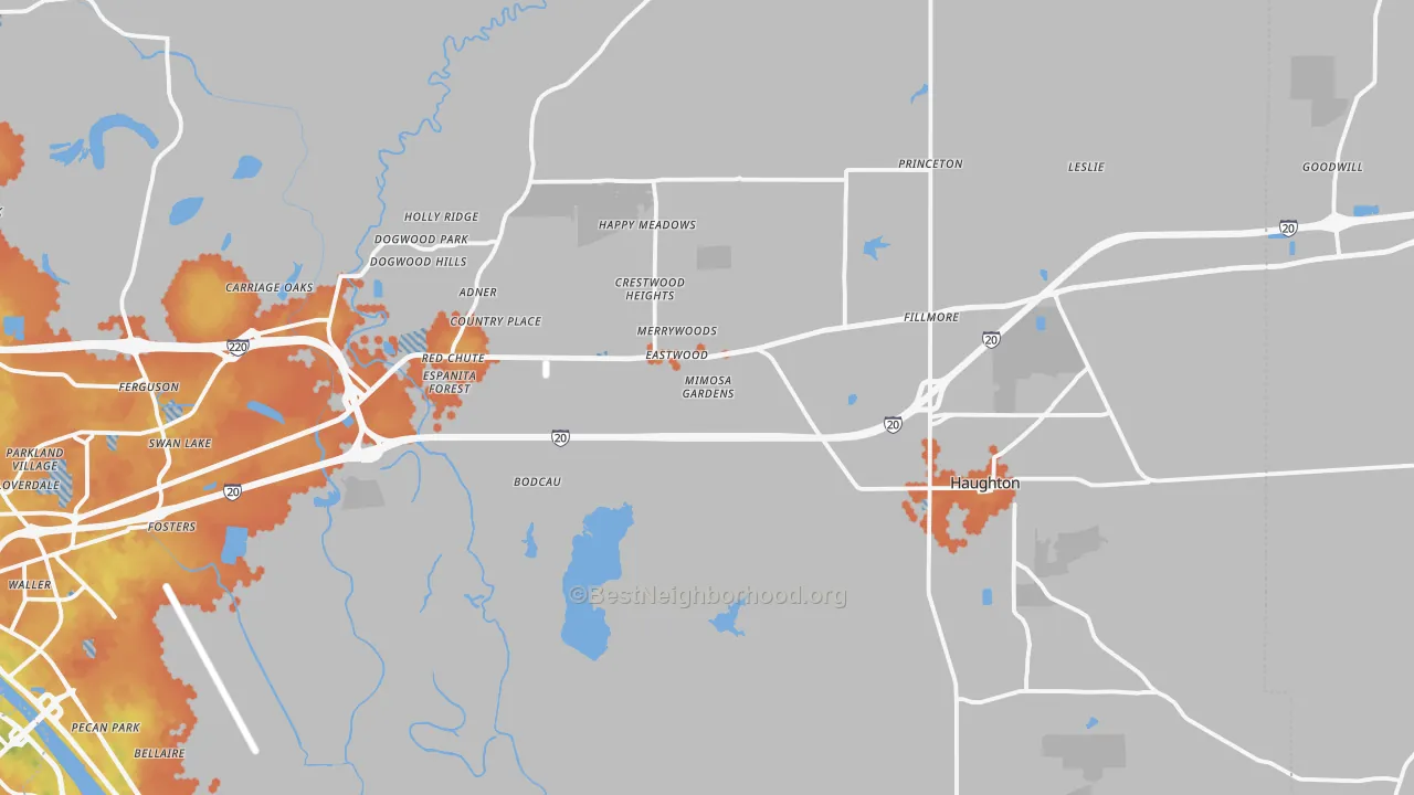 Bike Grade map of 71037, LA