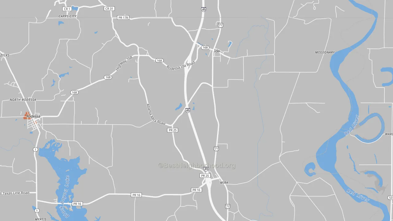 Bike Grade map of 71044, LA