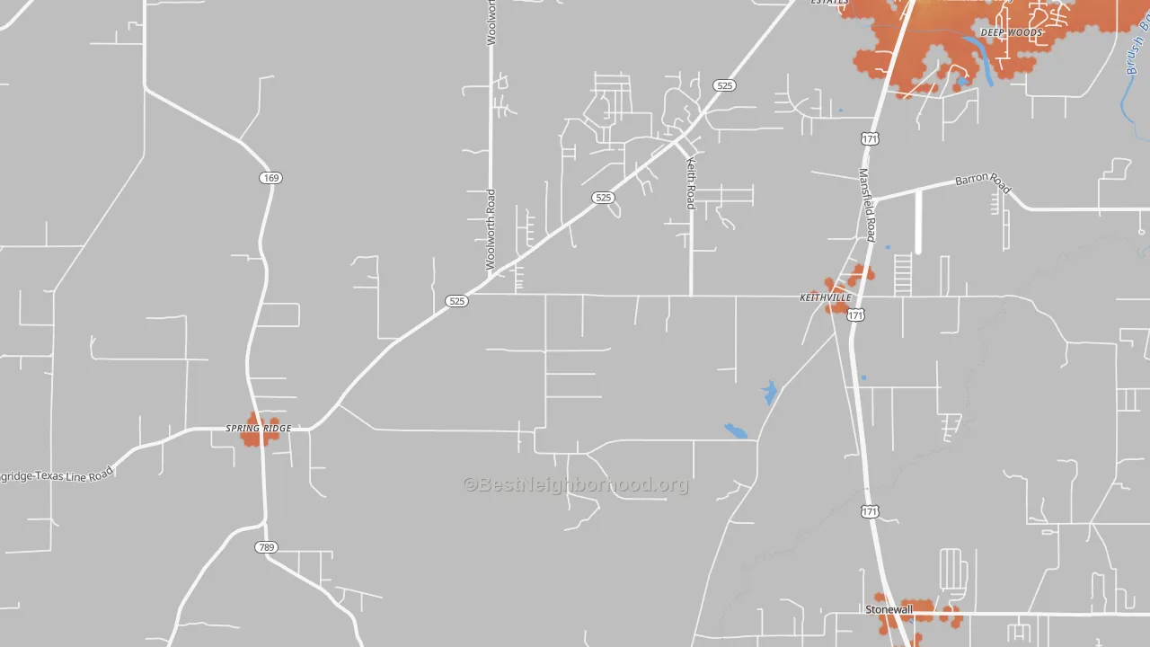 Bike Grade map of 71047, LA