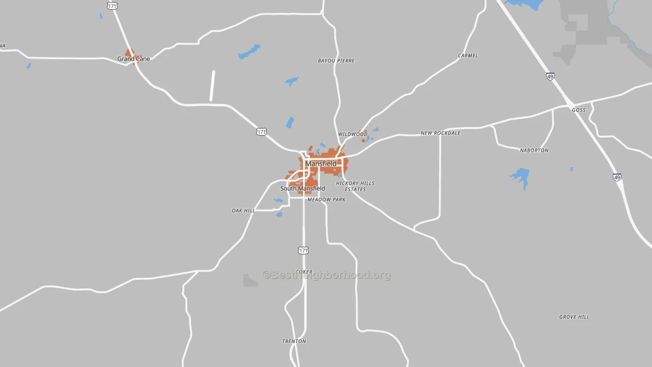 Bike Grade map of 71052, LA