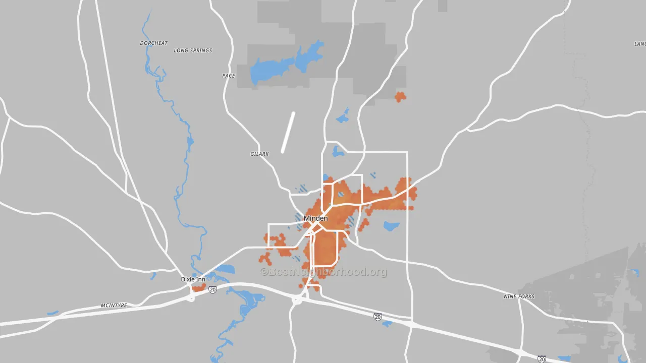 Bike Grade map of 71055, LA