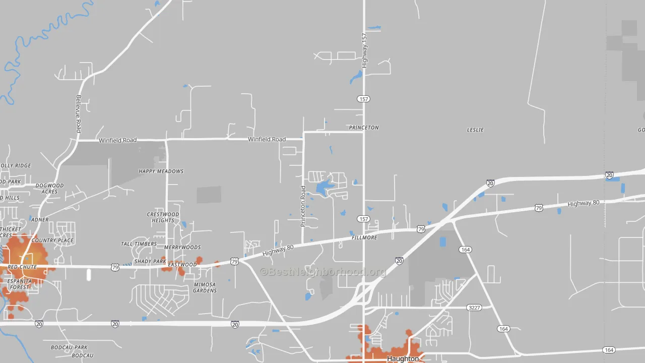 Bike Grade map of 71067, LA