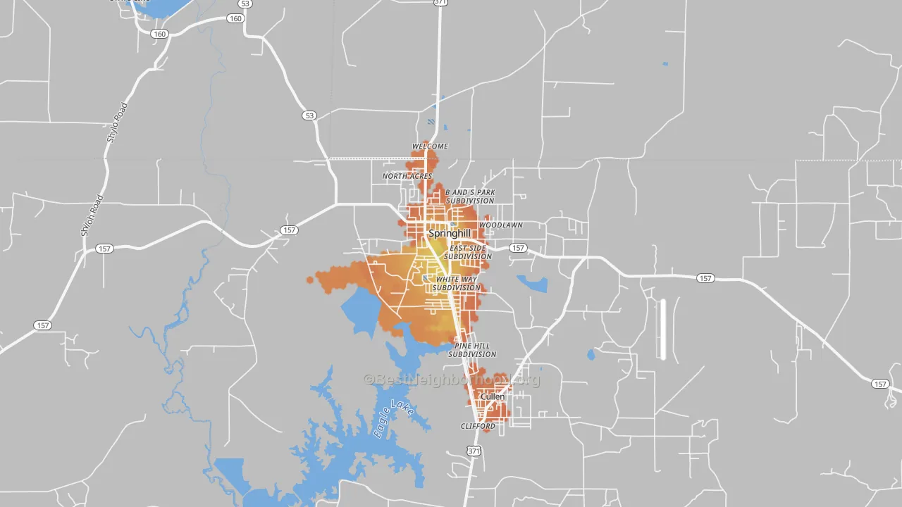 Bike Grade map of 71075, LA