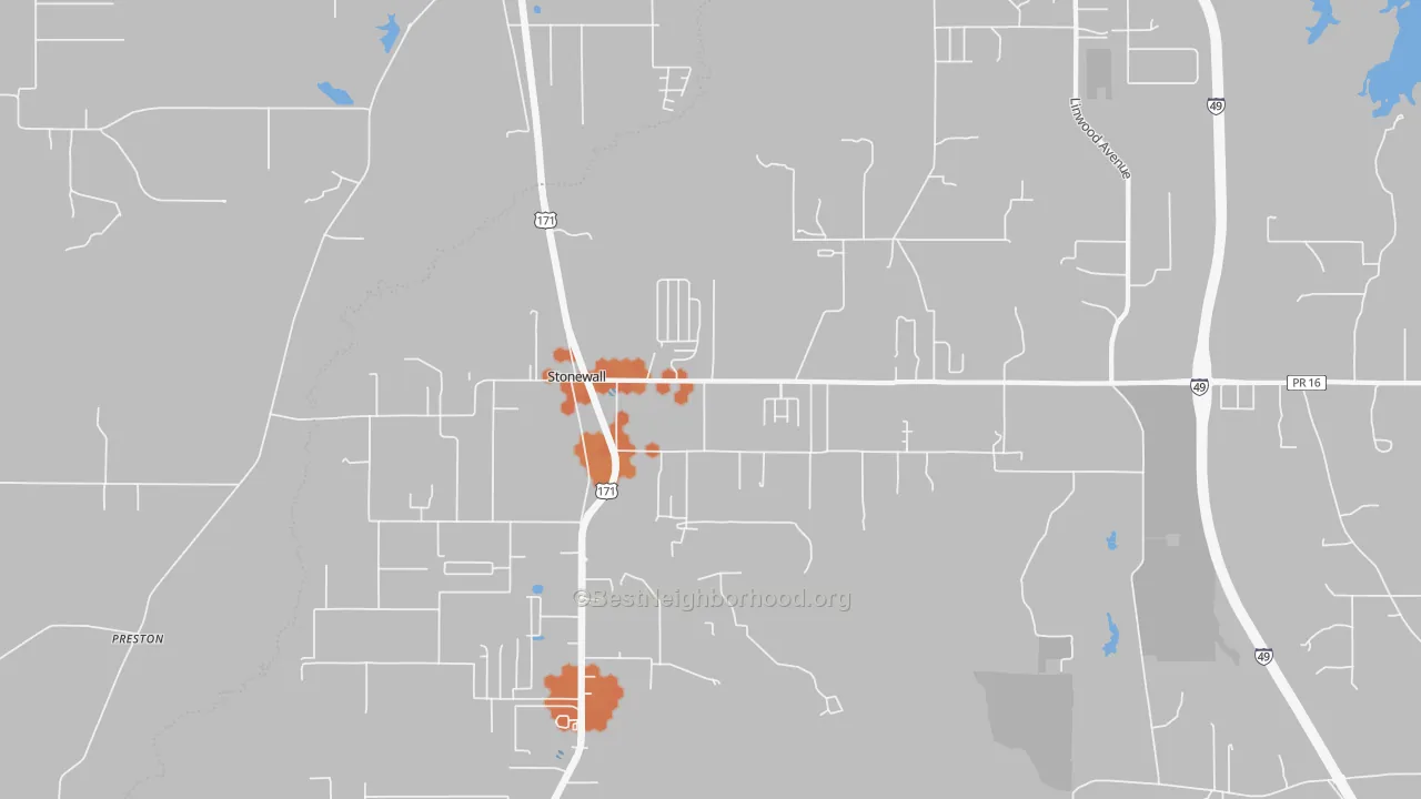 Bike Grade map of 71078, LA