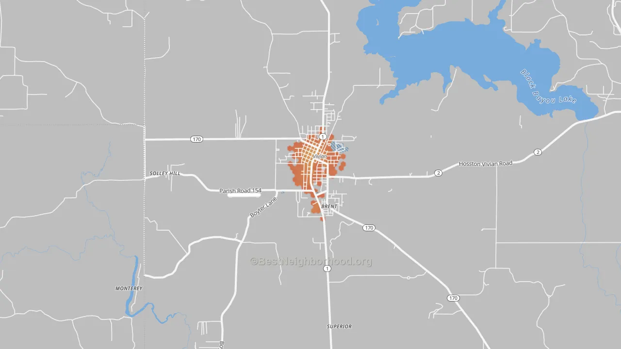Bike Grade map of 71082, LA