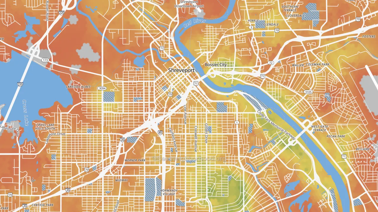 Bike Grade map of 71101, LA